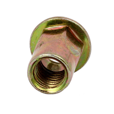 Harfington 6mmx15mm Flat Head Semi Hex Body Open End Blind Rivet Nuts Fasteners 20pcs