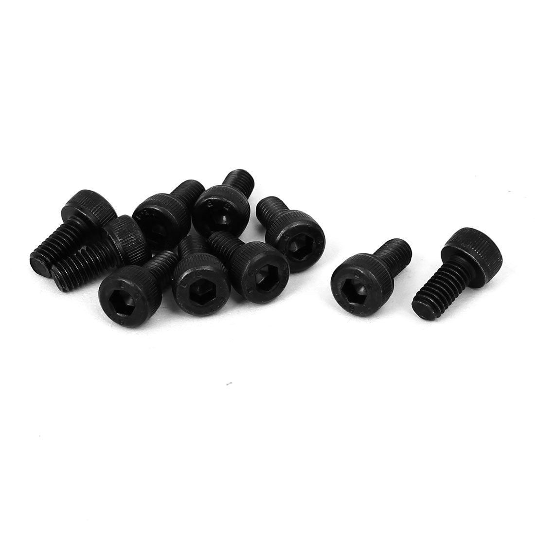 Harfington M4 x 8mm Alloy Steel 12.9 Grade Cap Point Hex Socket Head Screw Black 10PCS