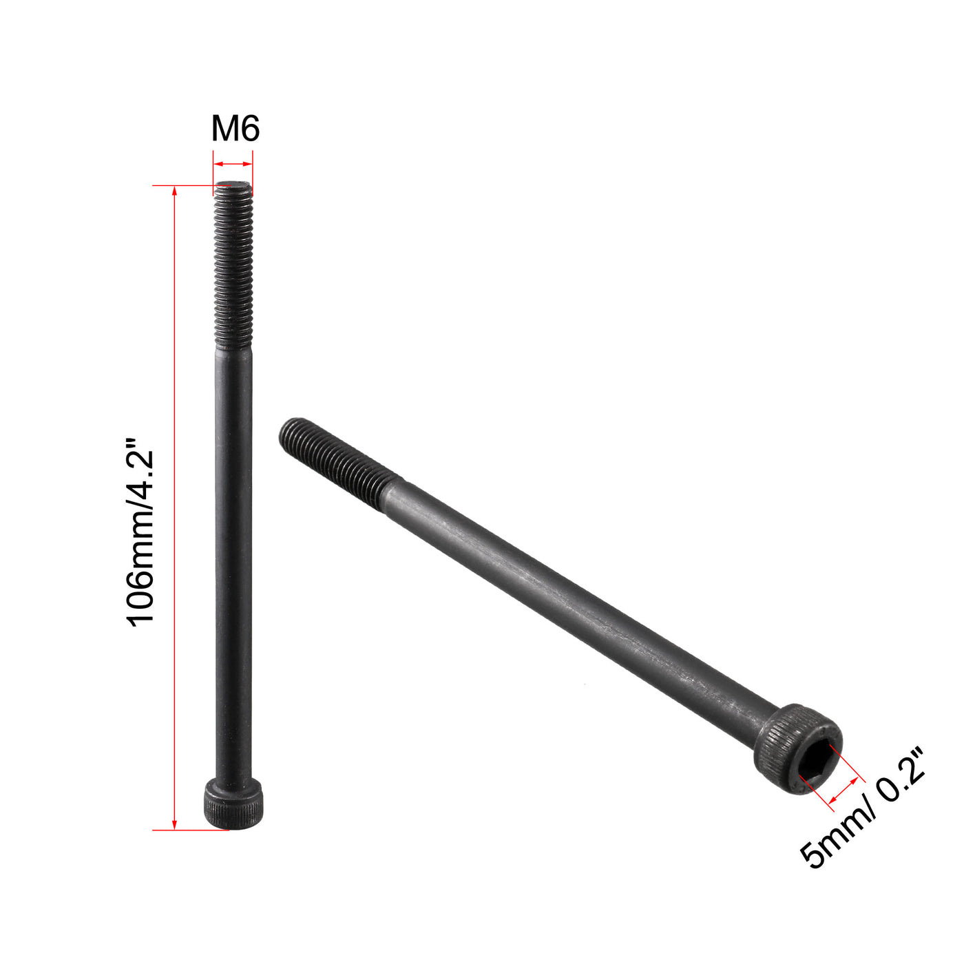 Harfington M6 x 100mm Alloy Steel 12.9 Grade Hex Socket Head Cap Machine Screw Bolt 5PCS