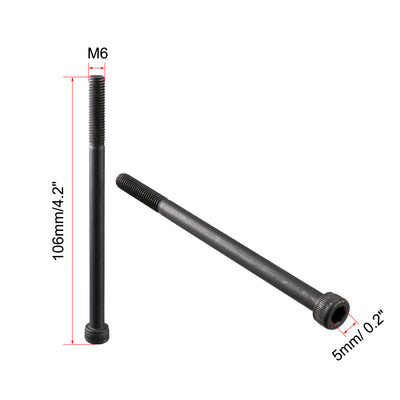 Harfington M6 x 100mm Alloy Steel 12.9 Grade Hex Socket Head Cap Machine Screw Bolt 5PCS