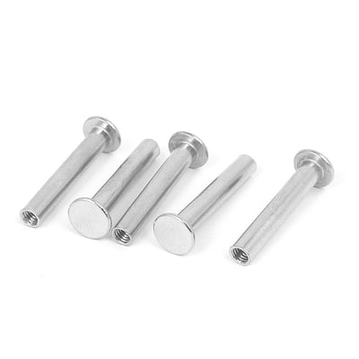 Harfington Photo Album Metal Nickel Plated Binding Screw Post Nut 5mmx30mm 5pcs