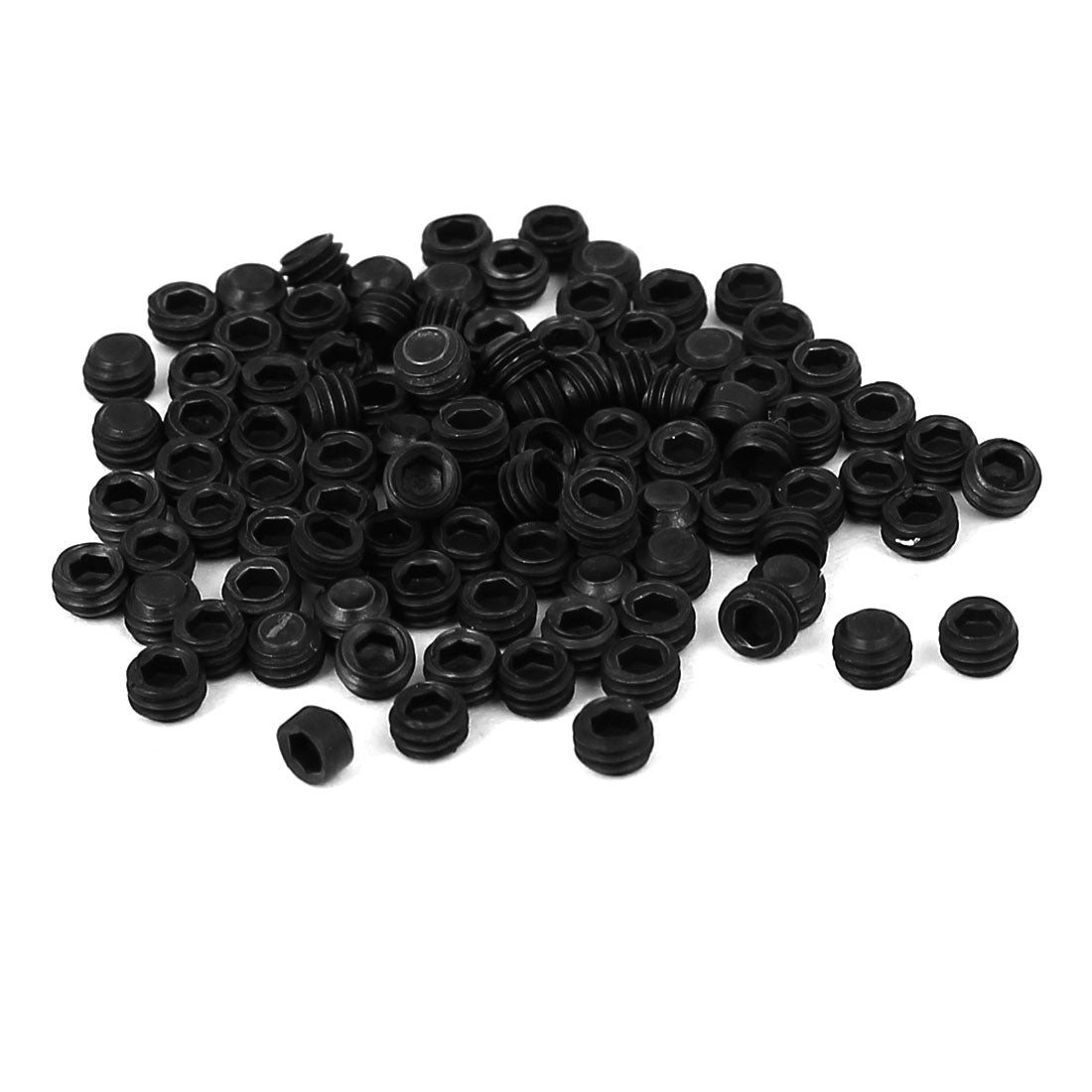 Harfington DIN916 M3x2mm Metal Grade 10.9 Hex Socket Set Screw Bolt Fastener Black 100pcs