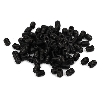 Harfington DIN916 M3x4mm Metal Grade 10.9 Hex Socket Set Screw Bolt Fastener Black 100pcs