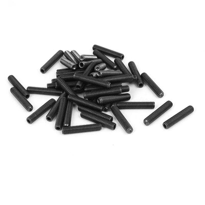 Harfington DIN916 M4x20mm Metal Grade 10.9 Hex Socket Set Screw Bolt Fastener Black 50pcs