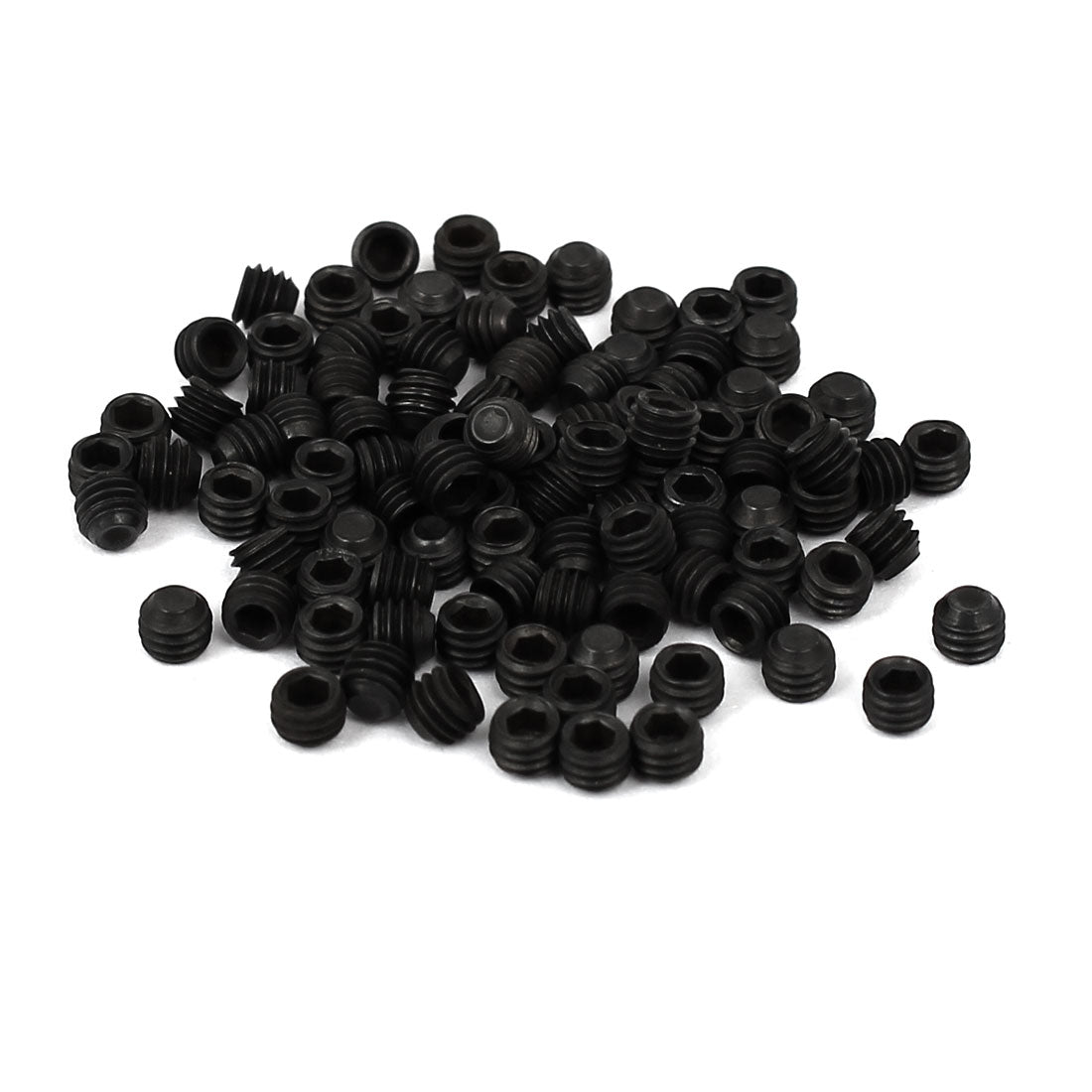 Harfington DIN916 M3x2.5mm Metal Grade 10.9 Hex Socket Set Screw Bolt Fastener Black 100pcs