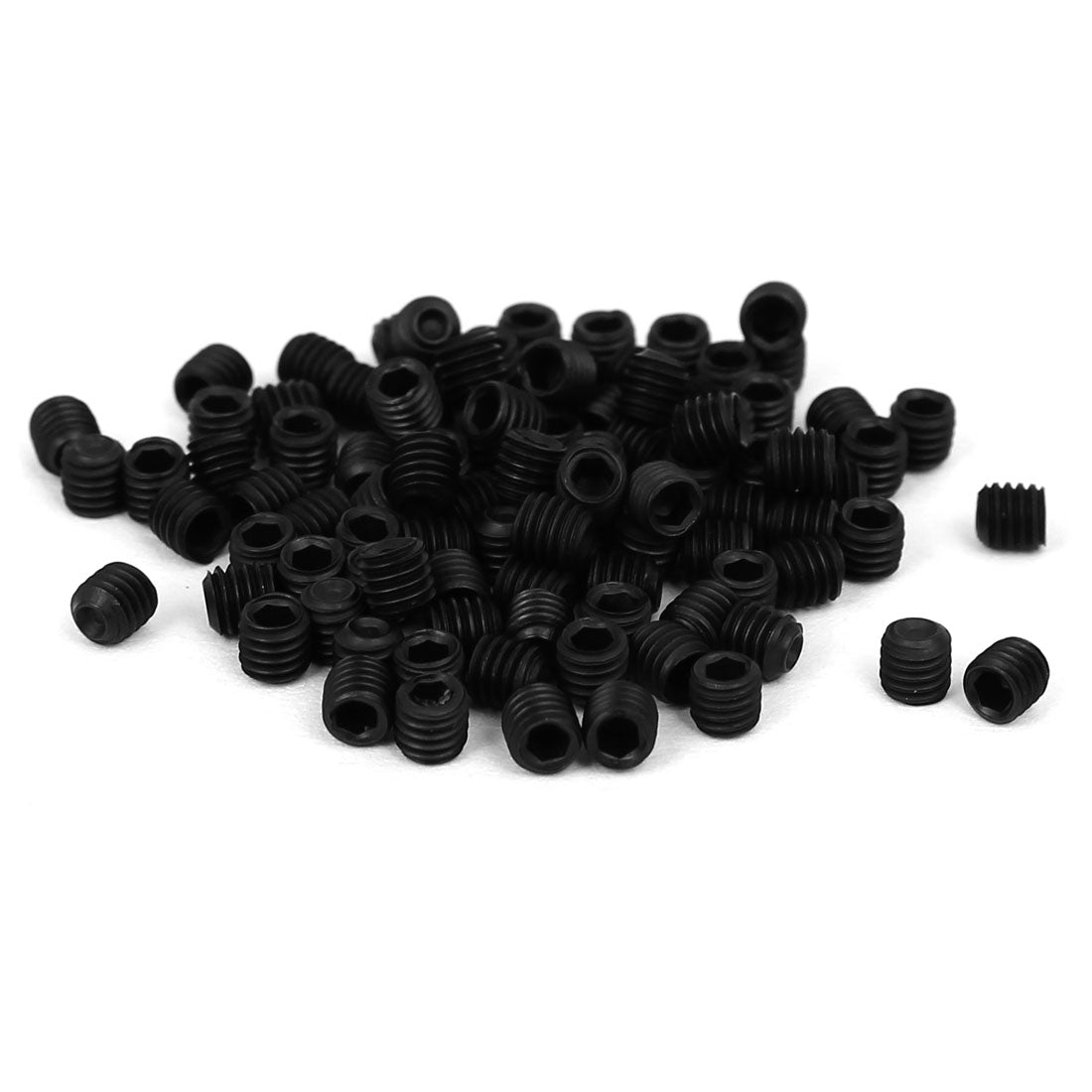 Harfington DIN916 M3x3mm Metal Grade 10.9 Hex Socket Set Screw Bolt Fastener Black 100pcs