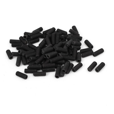 Harfington DIN916 M3x8mm Metal Grade 10.9 Hex Socket Set Screw Bolt Fastener Black 100pcs