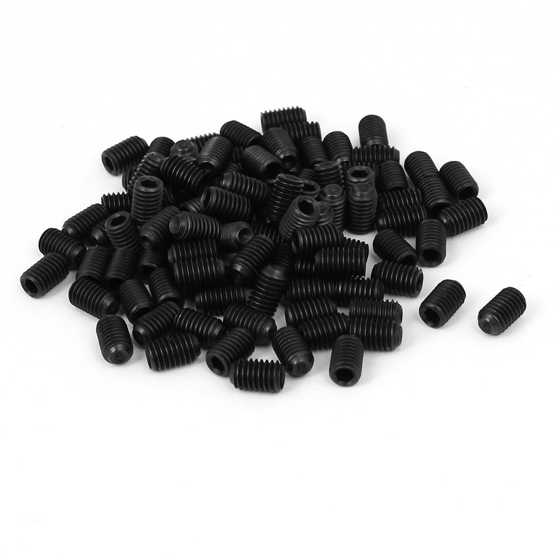 Harfington DIN916 M5x8mm Metal Grade 10.9 Hex Socket Set Screw Bolt Fastener Black 100pcs