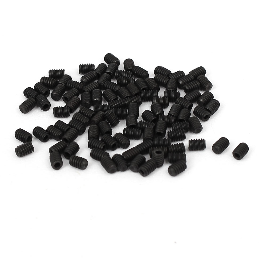 Harfington DIN916 M2x3mm Metal Grade 10.9 Hex Socket Set Screw Bolt Fastener Black 100pcs