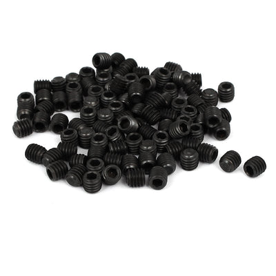 Harfington DIN916 M6x6mm Metal Grade 10.9 Hex Socket Set Screw Bolt Fastener Black 100pcs