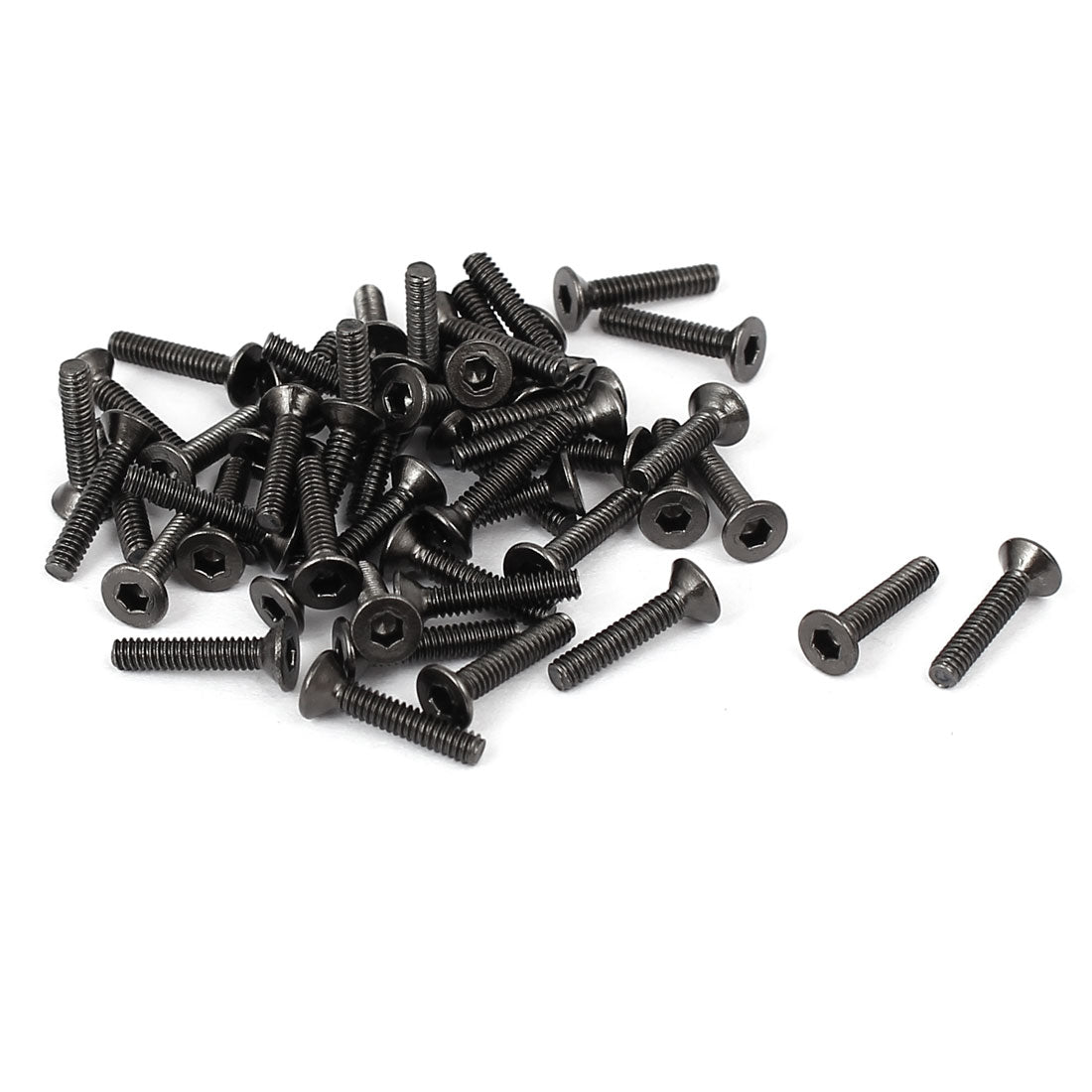 Harfington M2x10mm Metal Nickle Plated Grade 10.9 Flat Head Hex Socket Cap Screw Bolt 50pcs