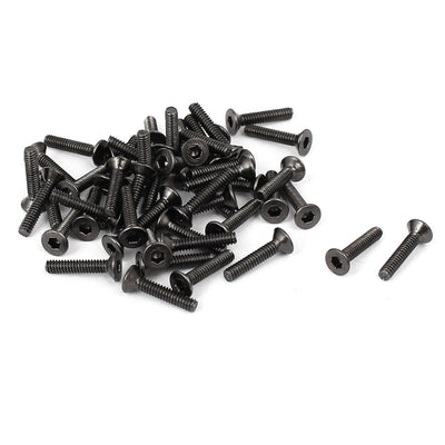 Harfington M2x10mm Metal Nickle Plated Grade 10.9 Flat Head Hex Socket Cap Screw Bolt 50pcs