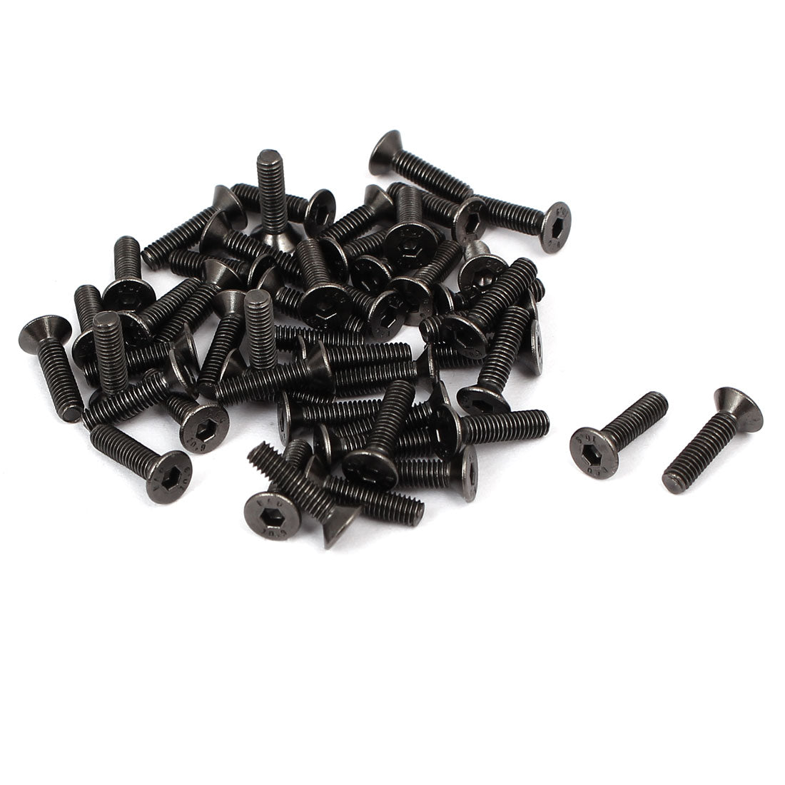 Harfington M3x12mm Metal Nickle Plated Grade 10.9 Flat Head Hex Socket Cap Screw Bolt 50pcs