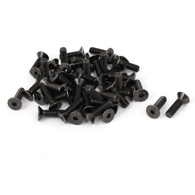 Harfington M5x18mm Metal Nickle Plated Grade 10.9 Flat Head Hex Socket Cap Screw Bolt 50pcs