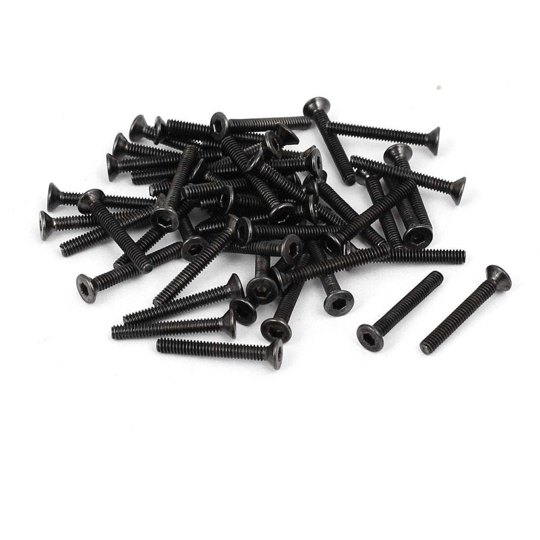 Harfington M2x15mm Metal Nickle Plated Grade 10.9 Flat Head Hex Socket Cap Screw Bolt 50pcs