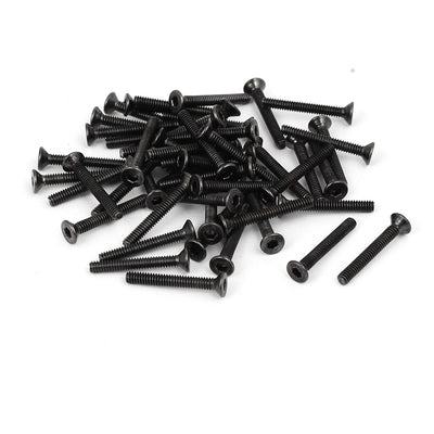 Harfington M2x15mm Metal Nickle Plated Grade 10.9 Flat Head Hex Socket Cap Screw Bolt 50pcs