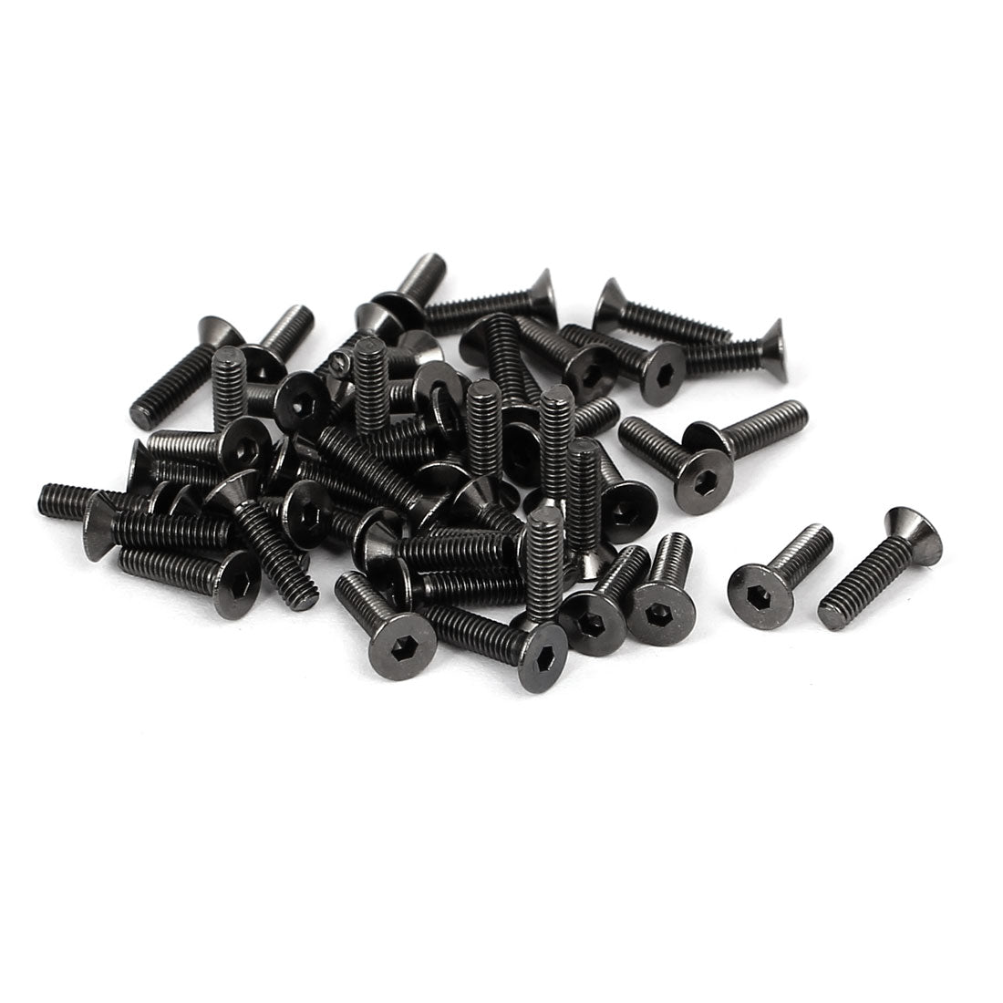 Harfington M2.5x10mm Black Nickle Plated Grade 10.9 Flat Head Hex Socket Cap Screw 50pcs