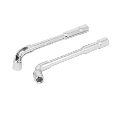Harfington 8mm 5/16-inch Socket L Shaped Double Ended Hex Spanner Wrench Silver Tone 2pcs