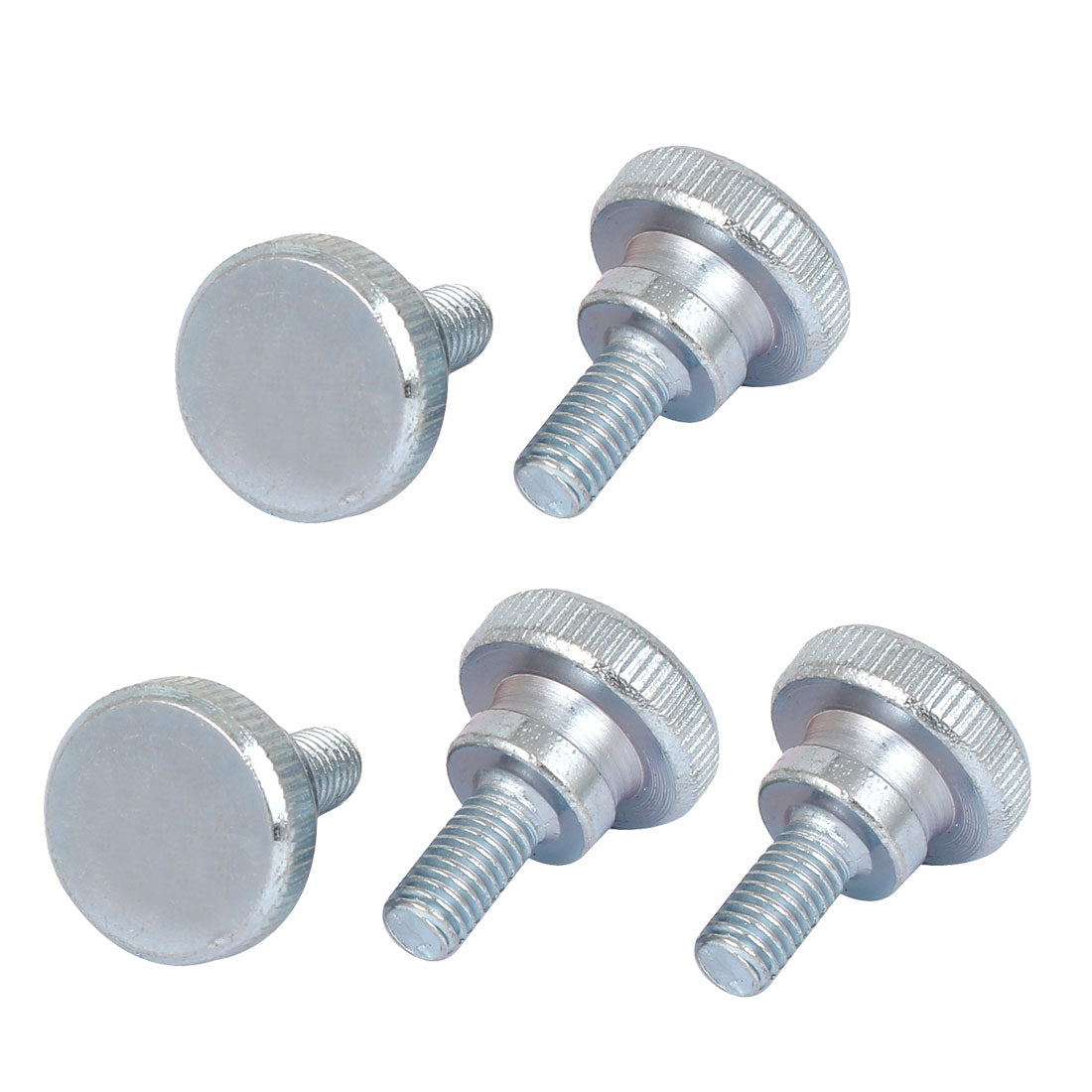 Harfington 5 Pcs M5x10mm Carbon Steel Step Hand Screw Flat Knurled Head Thumb Screws Bolts