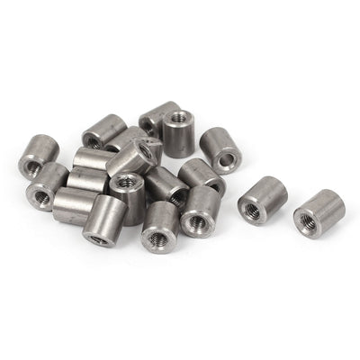 Harfington M5x0.8mm 304 Stainless Steel Metric Threaded Round Coupling Connector Nuts 20pcs