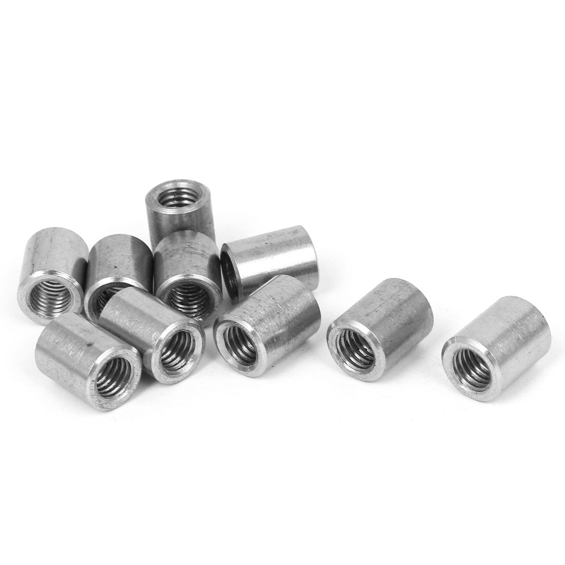 Harfington M8x15x12mm Threaded Insert Tube Adapter 304 Stainless Steel Round Connector Nuts 10pcs