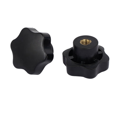 Harfington M9 Female Thread 50mm Dia Six Pointed Star Cap Clamping Knob Grips Black 2pcs