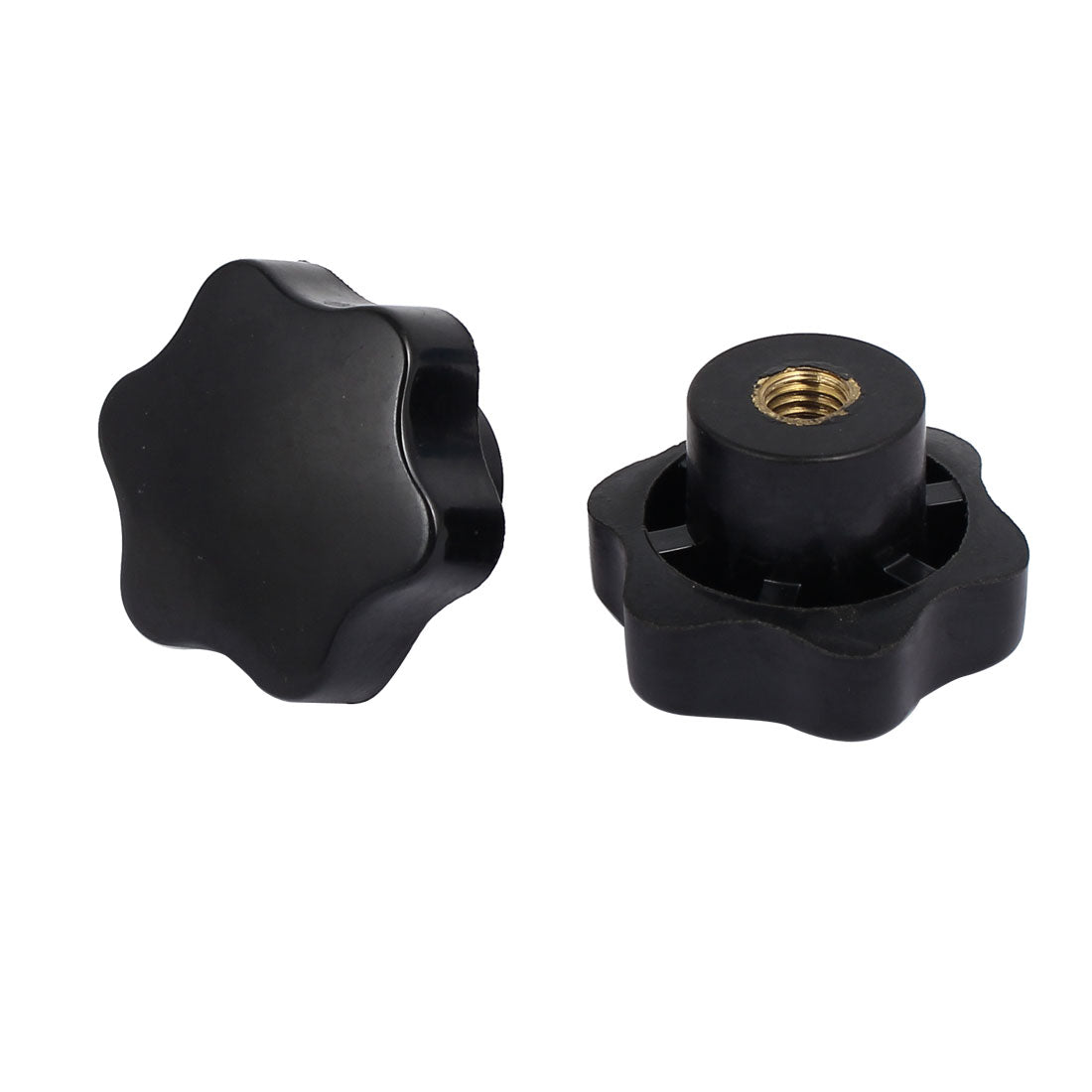 Harfington M9 Female Thread 50mm Dia Six Pointed Star Cap Clamping Knob Grips Black 2pcs