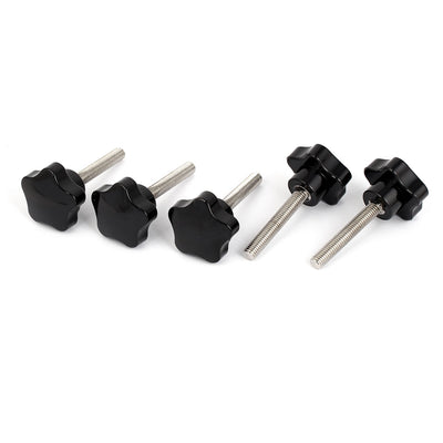 Harfington M8 x 50mm Male Thread 38mm Star Head Dia Screw On Type Clamping Knob 5pcs