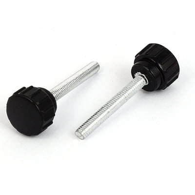 Harfington M4x30mm Male Thread 14mm Head Dia Straight Round Knurled Grip Clamping Knob 5pcs