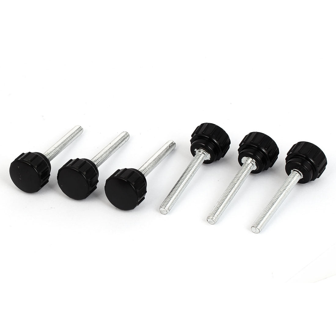 Harfington M4x30mm Male Thread 14mm Head Dia Straight Round Knurled Grip Clamping Knob 5pcs