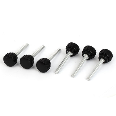 Harfington M4x30mm Male Thread 14mm Head Dia Straight Round Knurled Grip Clamping Knob 5pcs