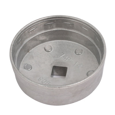 Harfington 13mm Square 14 Flutes 74mm Cap Type Oil Filter Socket Wrench Cup Silver Tone