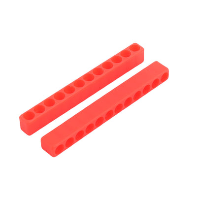 Harfington Household Plastic 12 Holes Screwdriver Bit Holder Red 4 Pcs