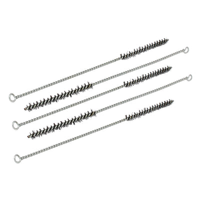Harfington Pipe Tube Cylinder Cleaning Bore Wire Brushs Silver Tone 29cm Length 5pcs