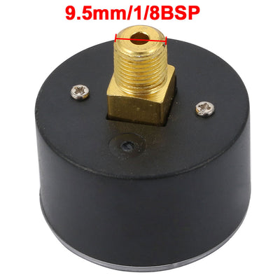 Harfington 0-180psi 0-12 kg/cm2 9.5mm 1/8BSP Thread Dia Round Shaped Dial Air Pressure Gauge 2 Pcs