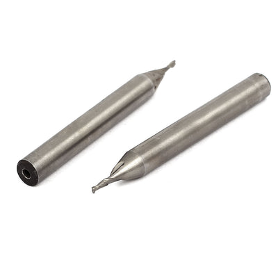 Harfington 1.5mm Cutting Dia 51mm Long HSS-AL 2-Flute Round Shank End Mill Cutter Tool 2pcs