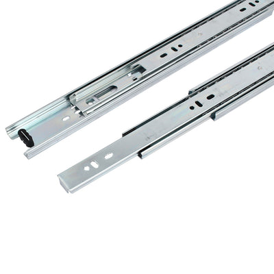 Harfington 14" 3 Fold Side Mount Full Extension Ball Bearing Drawer Slides Silver Tone 2pcs