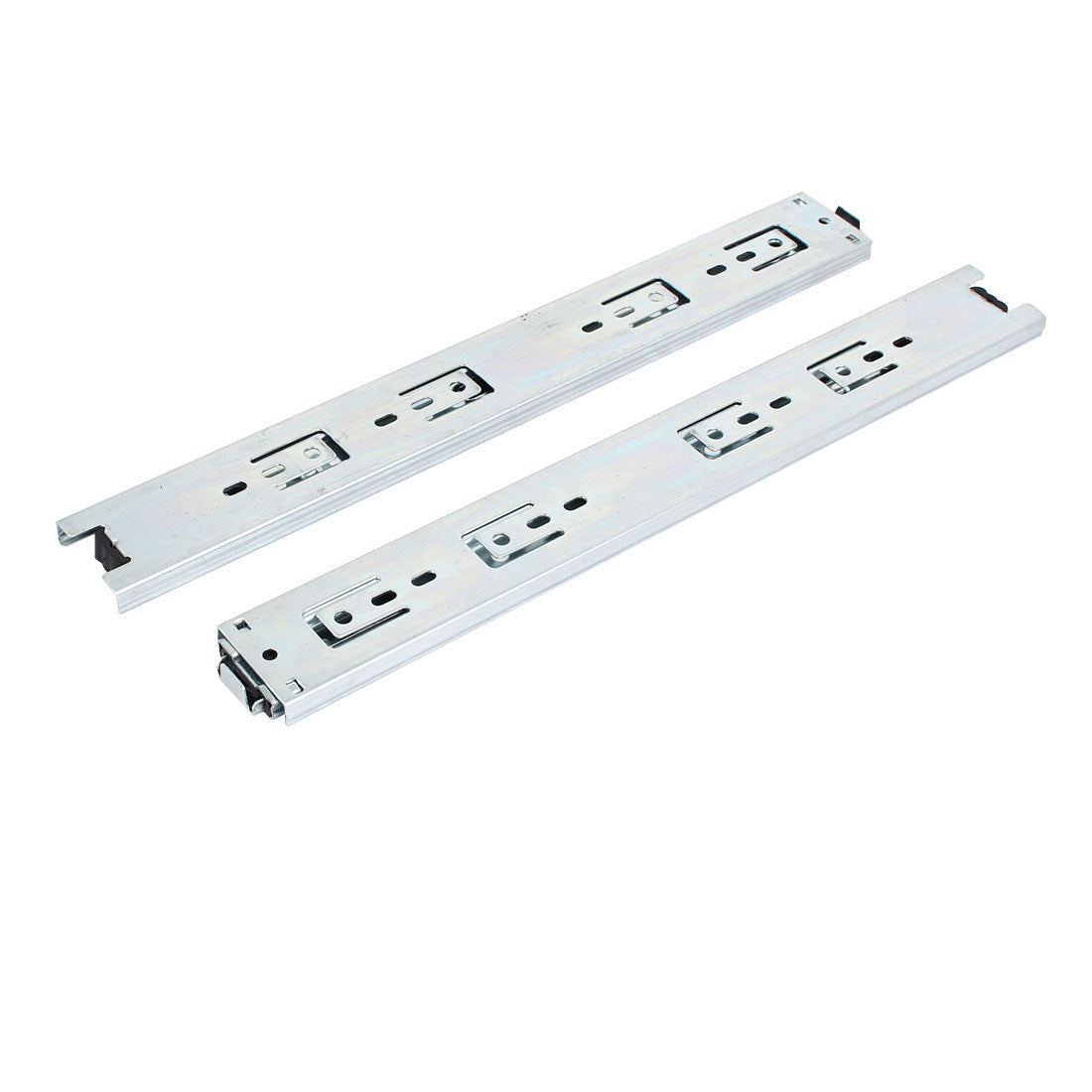 Harfington 14" 3 Fold Side Mount Full Extension Ball Bearing Drawer Slides Silver Tone 2pcs