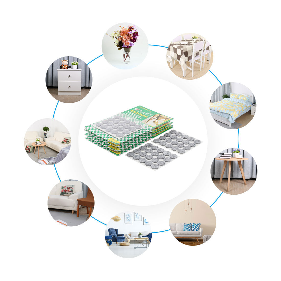 uxcell Uxcell Household Self Adhesive Surface Protection Furniture Felt Pads Mats Gray 15mm Dia 200pcs