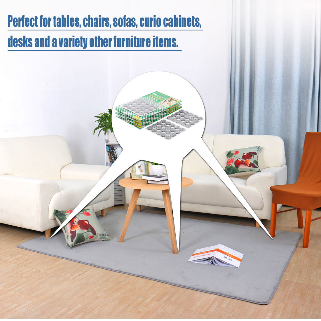 uxcell Uxcell Household Self Adhesive Surface Protection Furniture Felt Pads Mats Gray 15mm Dia 200pcs
