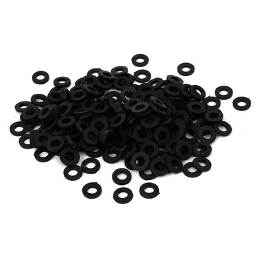 Harfington M3x6mmx1mm Plastic Round Flat Washer Gasket Spacer Seal Ring Black 200pcs