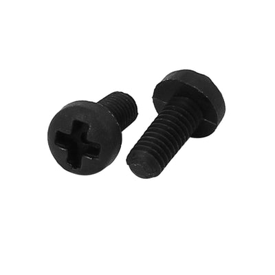 Harfington M2.5x6mm Phillips Round Head Nylon Machine Screw Bolt Fastener Black 100pcs