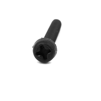 Harfington M3x25mm Phillips Round Head Nylon Machine Screw Bolt Fastener Black 100pcs