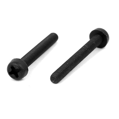 Harfington M3x25mm Phillips Round Head Nylon Machine Screw Bolt Fastener Black 100pcs