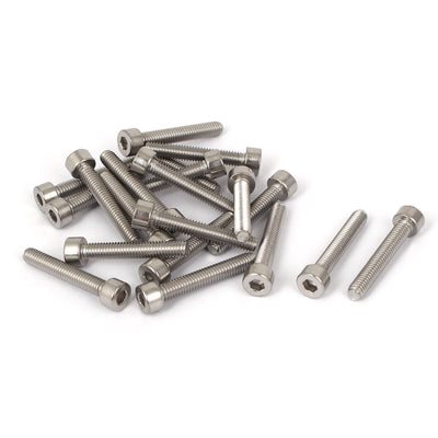 Harfington 20 Pcs M4x25mm 316 Stainless Steel Metric Hex Socket Head Cap Screws 30mm Length
