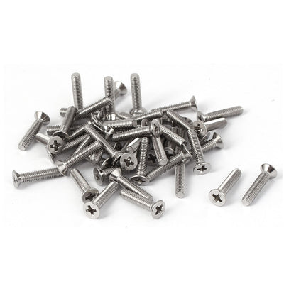 Harfington 50 Pcs M2.5x12mm 316 Stainless Steel Flat Head Phillips Machine Screws Fasteners