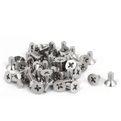 Harfington 50 Pcs M4x8mm 316 Stainless Steel Flat Head Phillips Machine Screws Fasteners