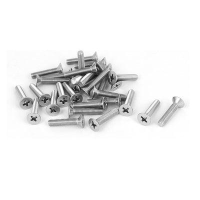 Harfington 30 Pcs M4x20mm 316 Stainless Steel Countersunk Phillips Machine Screws Bolts