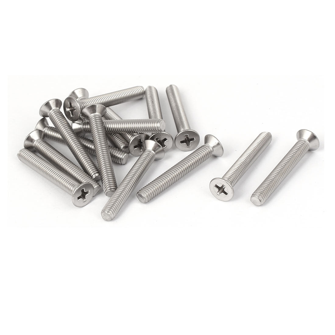 Harfington 15 Pcs M5x35mm 316 Stainless Steel Metric Phillips Machine Screws Silver Tone