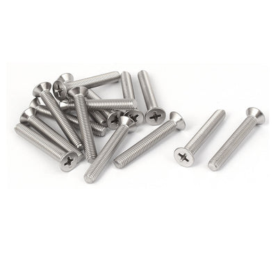 Harfington 15 Pcs M5x35mm 316 Stainless Steel Metric Phillips Machine Screws Silver Tone